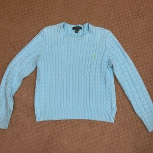 Vintage Sky Blue Ralph Lauren Cable Knit Sweater